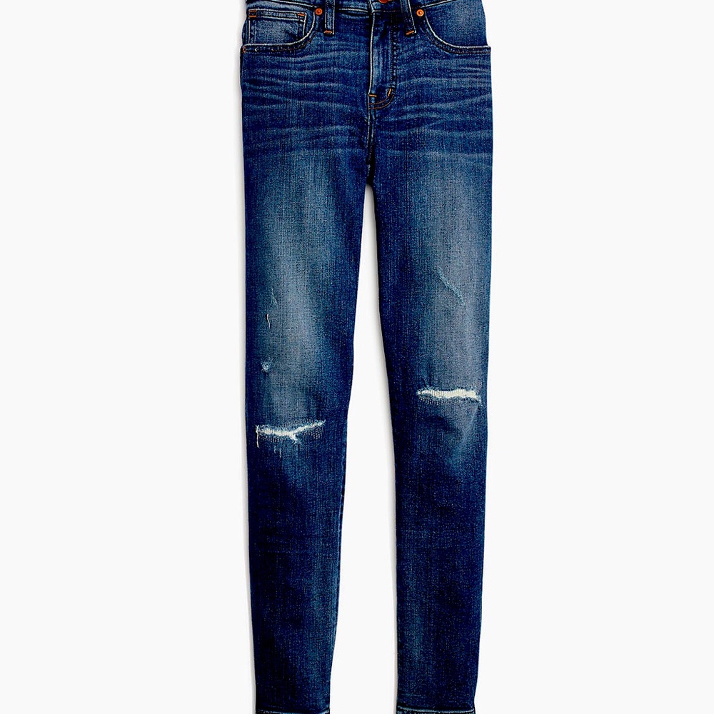 Madewell Petite 9" Mid-Rise Skinny Jeans in York Wash Rip and Repair Edition 26P